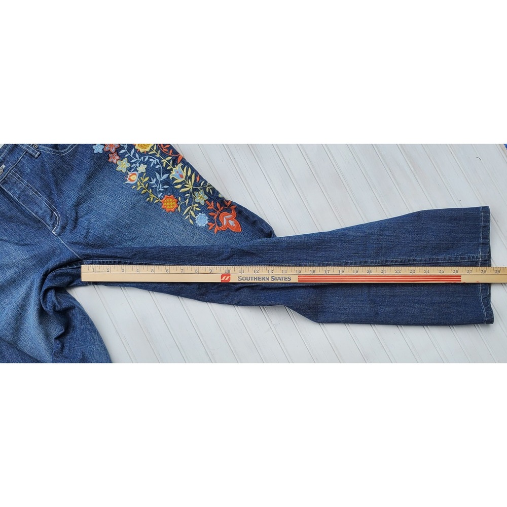 Talbots Floral Embroidered Straight Leg Jeans Size 8 Medium Wash Denim Womens - Picture 6 of 10